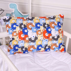 Акція на Подушка детская антиаллергенная Kids Time 20-0032 Colored bears EcoSilk MirSon 40х60 см низкая від Podushka