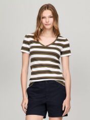 Акція на Футболка бавовняна жіноча Tommy Hilfiger 811718386 M Біла/Зелена від Rozetka