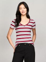 Акція на Футболка бавовняна жіноча Tommy Hilfiger 244083115 S Біла/Червона від Rozetka