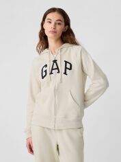 Акція на Толстовка на блискавці з капюшоном жіноча Gap 441452353 2XL Молочна від Rozetka