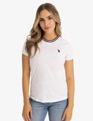 Акція на Футболка бавовняна жіноча U.S. Polo Assn 215571-1H00A M Біла від Rozetka