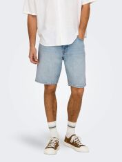 Акція на Шорти джинсові короткі чоловічі Only & Sons 22032041-57186 M Light Blue Denim від Rozetka