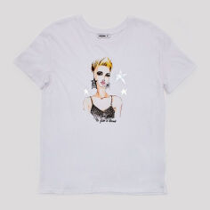 Акція на Футболка бавовняна жіноча Pink Woman XAZ412297YAXQ XS Біла від Rozetka