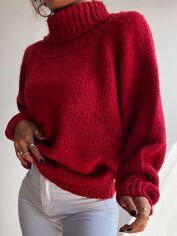 Акція на Светр в'язаний зимовий теплий оверсайз жіночий SHEIN GD-00090092 One Size Червоний від Rozetka