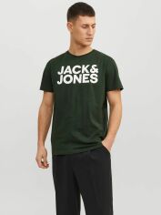 Акція на Футболка чоловіча Jack & Jones XAZ363575HJWT M Темно-зелена від Rozetka