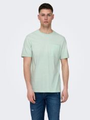Акція на Футболка бавовняна довга чоловіча Only & Sons XAZ514610DXAV L М'ятний/Білий від Rozetka