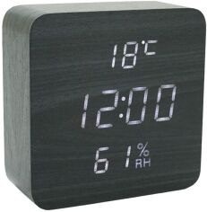 Акція на Настільний електронний годинник VST-872S Wooden Black White Light від Rozetka