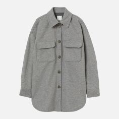Акція на Куртка-сорочка демісезонна подовжена жіноча H&M 8986945wer L Темно-сіра від Rozetka