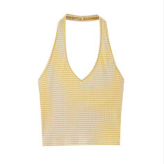 Акція на Топ жіночий Pull & Bear XAZ476004YYRD XS Жовтий з білим від Rozetka
