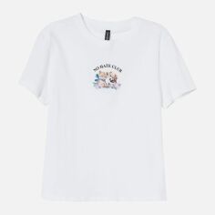 Акція на Футболка бавовняна жіноча H&M 8741222wer L Біла від Rozetka