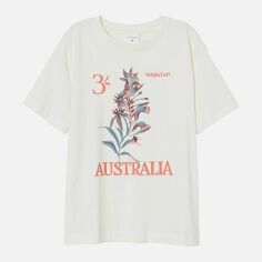 Акція на Футболка бавовняна жіноча H&M Desmond & Dempsey 8578241wer XL Молочна від Rozetka