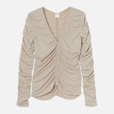 Акція на Блузка жіноча H&M 9233532wer XL Світло-бежева від Rozetka
