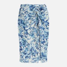 Акція на Спідниця міді літня жіноча H&M 10840740wer XL Біла з синім від Rozetka