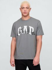 Акція на Футболка бавовняна довга чоловіча Gap 82806398 L Сіра від Rozetka