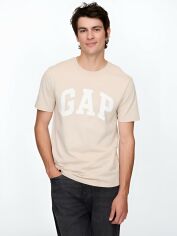 Акція на Футболка бавовняна довга чоловіча Gap 420615465 L Бежева від Rozetka