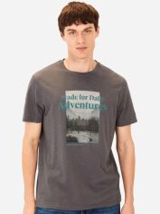 Акція на Футболка бавовняна довга чоловіча Camel Active T-Shirt 1/2 Arm 409700-5T06-08 M Сіра з принтом від Rozetka