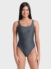 Акція на Суцільний купальник жіночий Arena Team Stripe Swimsuit U Back 007058-550 XL Сірий від Rozetka