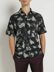 Акція на Сорочка літня чоловіча River Island XAZ428748IQWU L Сіра-зелена в візерунки від Rozetka
