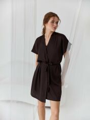Акція на Халат жіночий літній BARWA garments 0242 S/L Темно-шоколадний від Rozetka