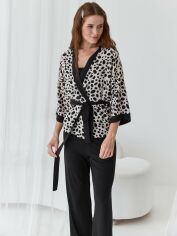 Акція на Піжама (накидка + штани) жіноча з віскози BARWA garments 0345/344 XL Чорна від Rozetka