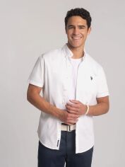 Акція на Сорочка бавовняна літня чоловіча U.S. Polo Assn 11A628-VT00A(Optic White) M Біла від Rozetka