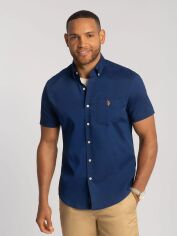 Акція на Сорочка бавовняна літня чоловіча U.S. Polo Assn 11A628-VT00A(Classic Navy) XL Синя від Rozetka