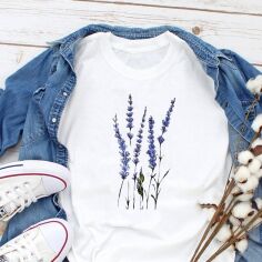 Акція на Футболка бавовняна жіноча Easy Alpine lavender EY00023 XS Біла від Rozetka