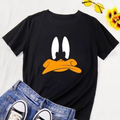 Акція на Футболка бавовняна жіноча Easy Daffy Duck EY00068 2XL Чорна від Rozetka