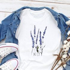 Акція на Футболка бавовняна жіноча Easy Alpine lavender EY00023 2XL Біла від Rozetka