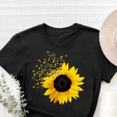 Акція на Футболка бавовняна жіноча Easy Flying sunflower-2 EY00070 L Чорна від Rozetka