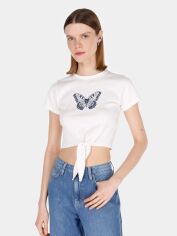 Акція на Футболка бавовняна коротка жіноча Colin's CL1073540OFW S Off White від Rozetka