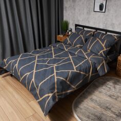Акція на Комплект постільної білизни Moon&Star King Size 220х240 см Deep Blue Luxe Мікросатин Premium (MS-820009871) від Rozetka