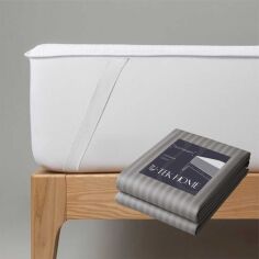 Акція на Набір U-tek Наматрацник Delight Водонепроникний з резинкою по кутах 180x200 см + Простирадло натяжне Сатин Boston Iron Grey Stripe 180х200 см (DE180200 + PNSSA182) від Rozetka