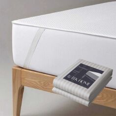 Акція на Набір U-tek Наматрацник Cotton Premium Health Care Водонепроникний з резинкою по кутах 180x200 см + Простирадло натяжне Сатин Boston Soft Grey Stripe 180х200 см (COTPRE180200 + BSSG182) від Rozetka