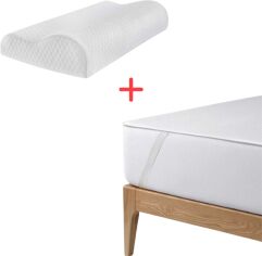 Акція на Набір U-tek Наматрацник Cotton Premium Health Care Водонепроникний з резинками по кутах 80x200 см + Подушка Memory Wawe 49х32 см (COTPRE80200+pWaweM) від Rozetka