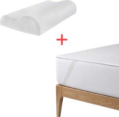 Акція на Набір U-tek Наматрацник Cotton Premium Health Care Водонепроникний з резинками по кутах 180x200 см + Подушка Memory Wawe 58х40 см (COTPRE180200+pWaweL) від Rozetka
