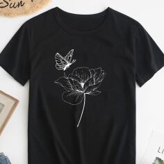 Акція на Футболка бавовняна жіноча Easy Lepidopteran Landscape EY00079 XS Чорна від Rozetka