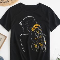 Акція на Футболка бавовняна жіноча Easy Weakness in hair EY00085 2XL Чорна від Rozetka