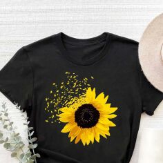 Акція на Футболка бавовняна жіноча Easy Flying sunflower-2 EY00070 M Чорна від Rozetka