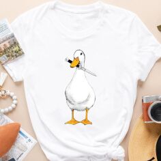 Акція на Футболка бавовняна жіноча Easy Ripper goose EY00039 XL Біла від Rozetka