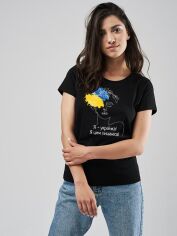 Акція на Футболка бавовняна жіноча Easy Я - українка! Я цим пишаюся! EY00065 L Чорна від Rozetka
