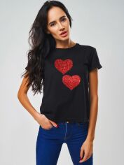 Акція на Футболка бавовняна жіноча Easy RED LOVE EY00082 L Чорна від Rozetka