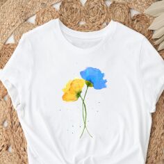 Акція на Футболка бавовняна жіноча Easy Flowers of Ukraine EY00027 XL Біла від Rozetka