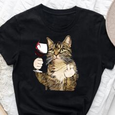 Акція на Футболка бавовняна жіноча Easy Cheeky cat EY00067 S Чорна від Rozetka