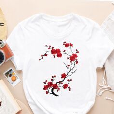 Акція на Футболка бавовняна жіноча Easy Delicate Florals EY00026 2XL Біла від Rozetka