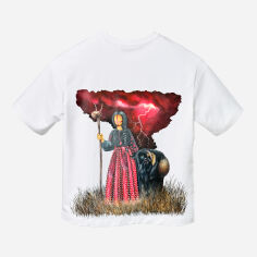 Акція на Футболка бавовняна жіноча SYVAK 60828 L-XL Біла з принтом від Rozetka