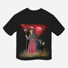 Акція на Футболка бавовняна жіноча SYVAK 60829 L-XL Чорна з принтом від Rozetka
