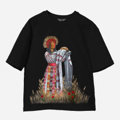 Акція на Футболка бавовняна жіноча SYVAK 60853 L-XL Чорна з принтом від Rozetka