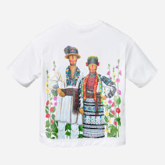 Акція на Футболка бавовняна жіноча SYVAK 60856 L-XL Біла з принтом від Rozetka