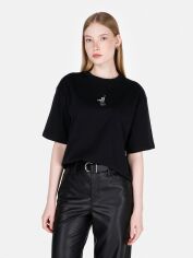 Акція на Футболка бавовняна довга жіноча Colin's CL1073464BLK XL Black від Rozetka